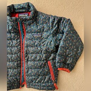Patagonia Navy Jacket with Red and Yellow Floral